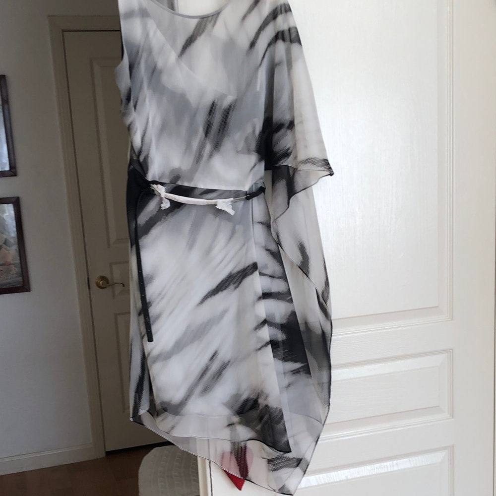 Halston Heritage Black and White Asymmetrical Dress